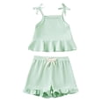 thumbnail image 1 of Odeerbi 0-2 Years Infant Girls Summer Outfits Ruffle Cotton Camisole Tops Shorts Two-piece Set Solid Color Sleeveless Loungewear Infant Girls Clothes, 1 of 8
