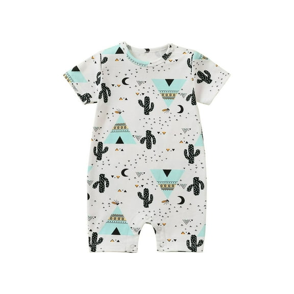 Odeerbi 0-2Y Infant Boys Girls Cotton Jumpsuit Soft Summer Rompers Toddler Short Sleeve Solid Color T-Shirt Baby Clothes Light Blue