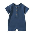 thumbnail image 1 of Odeerbi 0-2Y Newborn Boys Girls Cotton Jumpsuit Soft Summer Rompers Toddler Short Sleeve Solid Color T-Shirt Baby Clothes Navy, 1 of 5