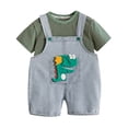 thumbnail image 1 of Odeerbi 0-5 Years Toddler Boys Girls Outfits Dinosaur Bib Overall Shorts with Striped Cotton Short Sleeve T-shirt Set Summer Strap Romper Jumpsuit Playsuit, 1 of 3