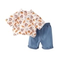 thumbnail image 1 of Odeerbi 0-6 Years Toddler Boys Girls Summer Outfits Cotton Short Sleeve Shirt Jeans Set Pumpkin Printed Shirt Denim Pants Two-piece Set Toddler Boys Girls Clothes, 1 of 9