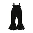 thumbnail image 1 of Odeerbi 0-7 Years Kids Girls Velvet Jumpsuit Bow Flared Romper Comfortable Casual Solid Color High Waisted Overalls Bib Overall Pants, 1 of 5
