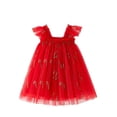 thumbnail image 1 of Odeerbi 0-8 Years Toddler Kids Girls Christmas Tiered Tulle Dress Cute Ruffle Strap Sparkly A-Line Dress for Holiday Party, 1 of 5