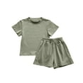 thumbnail image 1 of Odeerbi 1-10 Years Kids Boys Girls Summer Outfits Solid Color Cotton Short Sleeve T-Shirt Shorts Two-piece Set Cute Soft Loungewear Kids Boys Girls Clothes, 1 of 5