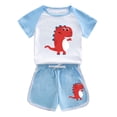 thumbnail image 1 of Odeerbi 1-12 Years Kids Boys Girls Summer Outfits Dinosaur Print Cotton Short Sleeve T-Shirt Shorts Two-piece Set Casual Loungewear Kids Boys Girls Clothes, 1 of 3