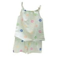 thumbnail image 1 of Odeerbi 1-12 Years Kids Girls Summer Outfits Floral Cotton Camisole Tops Shorts Two-piece Set Casual Home Conditioned Pajamas Kids Girls Clothes, 1 of 3