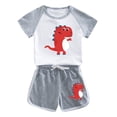 thumbnail image 1 of Odeerbi 1-12 Years Toddler Boys Girls Summer Outfits Dinosaur Print Cotton Short Sleeve T-Shirt Shorts Two-piece Set Casual Loungewear Toddler Boys Girls Clothes, 1 of 3