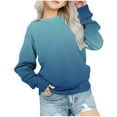 thumbnail image 1 of Odeerbi 1-12Y Kids Girls Gradient Sweatshirt Oversized Crewneck Sweatshirt Fashion Long Sleeve Pullover Tops Baby Clothes Dark Blue, 1 of 5