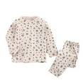 thumbnail image 1 of Odeerbi 1-14 Years Teen Boys Girls Cotton Pajamas Long Sleeve Tops Pants Set Soft Loungewear Floral Printed Sleepwear Spring Winter Two-piece Pajama Sets Teen Boys Girls Clothes, 1 of 3