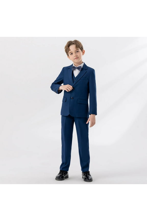 1-14 Years Teen Boys Suits Tuxedo Set Dress Shirt Dress Pants Blazer Jacket Waistcoat Bow Sets Formal Suit Set Wedding Party Outfit Teen Boys Clothes