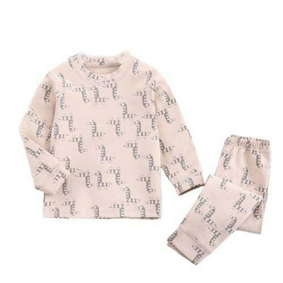 Odeerbi 1-14 Years Toddler Boys Girls Cotton Pajamas Long Sleeve Tops Pants Set Soft Loungewear Cute Printed Sleepwear Spring Winter Two-piece Pajama Sets Toddler Boys Girls Clothes