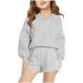 thumbnail image 1 of Odeerbi 1-14Y Kids Boys Girls 2 Pieces Cotton Sweatsuits Winter Children's Long Sleeve Sweater Tops And Pockets Shorts Two-piece Casual Sports Set Baby Clothes Gray, 1 of 6