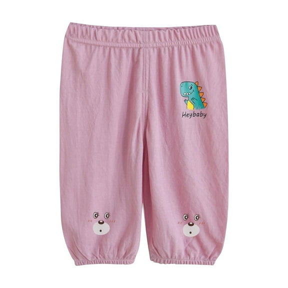 Odeerbi 1-5 Years Toddler Boys Girls Summer Capris Dinosaur Print Jogger Pants Beach Casual Outerwear Leg Tied Cropped Pants
