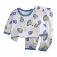 thumbnail image 1 of Odeerbi 1-6 Years Kids Boys Girls Summer Cotton Pajamas Long Sleeve Tops Pants Set Soft Loungewear Cute Print Sleepwear Casual Two-piece Pajama Sets Kids Boys Girls Clothes, 1 of 5