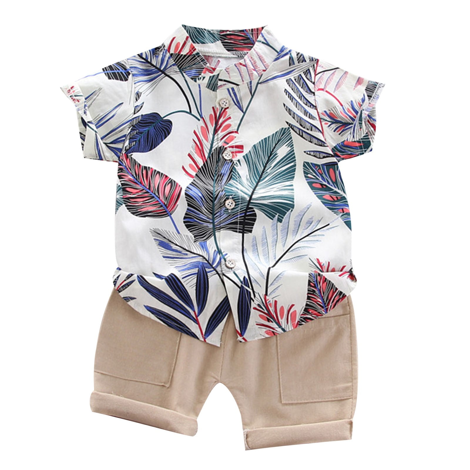 Tropical Print Half Sleeve Shirt and Shorts Travel Co-ord Set for Boys main image 1