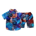 thumbnail image 1 of Odeerbi 1-6 Years Kids Boys Summer Hawaiian Outfits Cotton Beach Tropical Print Short Sleeve Shirt Shorts Set Graphic Casual Two-piece Set Kids Boys Clothes, 1 of 4