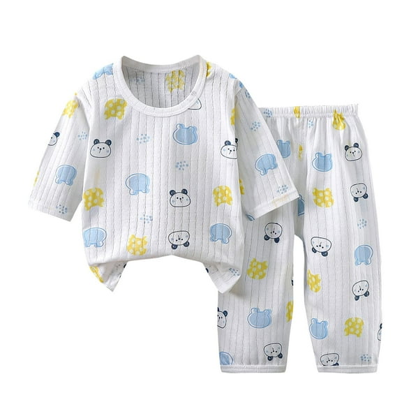 Odeerbi 1-6 Years Toddler Boys Girls Summer Cotton Pajamas Short Sleeve Tops Pants Set Soft Loungewear Cute Print Sleepwear Breathable Two-piece Pajama Sets Toddler Boys Girls Clothes
