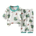 thumbnail image 1 of Odeerbi 1-6 Years Toddler Boys Girls Summer Cotton Pajamas Short Sleeve Tops Pants Set Soft Loungewear Dinosaur Print Sleepwear Breathable Pajama Set Toddler Boys Girls Clothes, 1 of 3