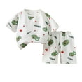 thumbnail image 1 of Odeerbi 1-6 Years Toddler Boys Girls Summer Cotton Pajamas Short Sleeve Tops Shorts Set Soft Loungewear Dinosaur Print Sleepwear Two-piece Pajama Sets Toddler Boys Girls Clothes, 1 of 8