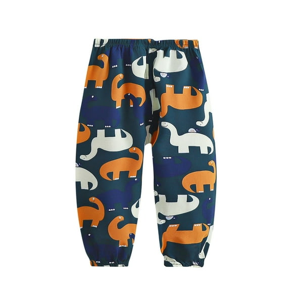 Odeerbi 1-6 Years Toddler Boys Girls Sweatpants Cute Dinosaur Print Workout Athletic Sports Jogger Pants Cropped Pants Breathable Loose Casual Joggers