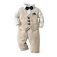 thumbnail image 1 of Odeerbi 1-6 Years Toddler Boys Plaid Cotton Gentleman Formal Dress Suit Children Long Sleeves Bow Dress Shirt Lattice Suit Pants Waistcoat Three Piece Set Toddler Boys Clothes, 1 of 9