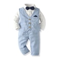 thumbnail image 1 of Odeerbi 1-6 Years Toddler Boys Plaid Cotton Gentleman Formal Dress Suit Children Long Sleeves Bow Dress Shirt Lattice Suit Pants Waistcoat Three Piece Set Toddler Boys Clothes, 1 of 4