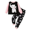 thumbnail image 1 of Odeerbi 1-6 Years Toddler Girls Outfits Cotton Sweatsuits Cute Crewneck Sweatshirts Sweatpants Two-piece Set Sleepwear Home Clothes Set Toddler Girls Clothes, 1 of 3