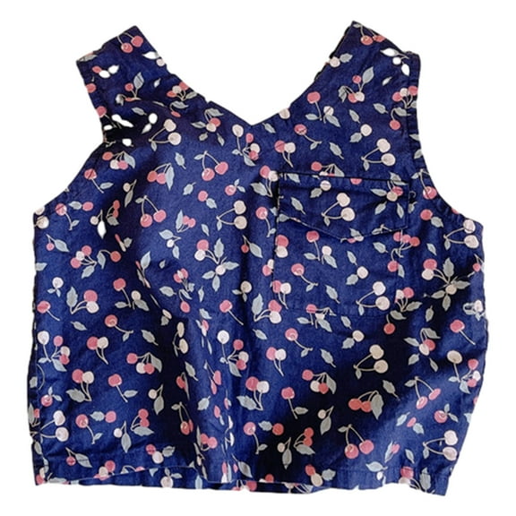 Odeerbi 1-6Y Kids Girls Summer Floral Cotton Tank Tops Children's Fashion Soft Comfortable Sleeveless Tops Blue