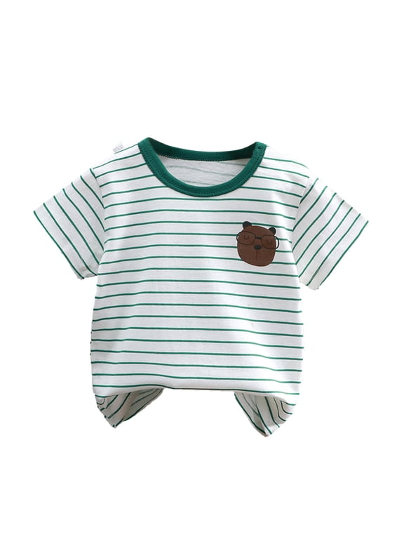 1-6Y Toddler Boys Girls Cute Print Cotton T-shirt Children's Short-sleeved T-shirt Summer Top Baby Clothes White