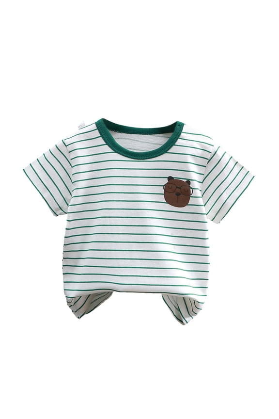 1-6Y Toddler Boys Girls Cute Print Cotton T-shirt Children's Short-sleeved T-shirt Summer Top Baby Clothes White