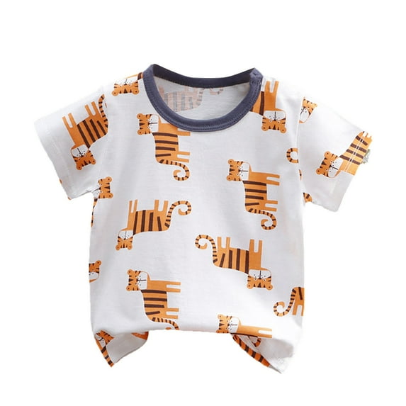Odeerbi 1-6Y Toddler Boys Girls Cute Print Cotton T-shirt Children's Short-sleeved T-shirt Summer Top Baby Clothes Yellow
