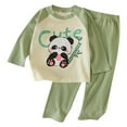 thumbnail image 1 of Odeerbi 1-7 Years Kids Boys Girls Summer Cotton Pajamas Long Sleeve Raglan Tops Pants Set Soft Loungewear Cute Print Sleepwear Casual Two-piece Pajama Sets Kids Boys Girls Clothes, 1 of 6