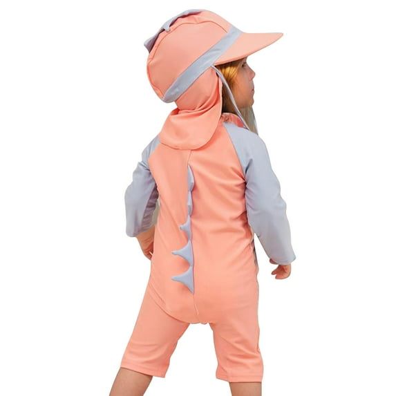 Odeerbi 1-7 Years Toddler Boys Girls Long Sleeve Rash Guard Swimsuits Summer Beach One Piece Athletic Training Swimsuit Surfing Swimwear Cute Print Sunscreen Seaside Swimming Pants