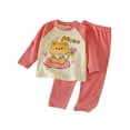 thumbnail image 1 of Odeerbi 1-7 Years Toddler Boys Girls Summer Cotton Pajamas Long Sleeve Raglan Tops Pants Set Soft Loungewear Cute Print Sleepwear Casual Two-piece Pajama Sets Toddler Boys Girls Clothes, 1 of 9