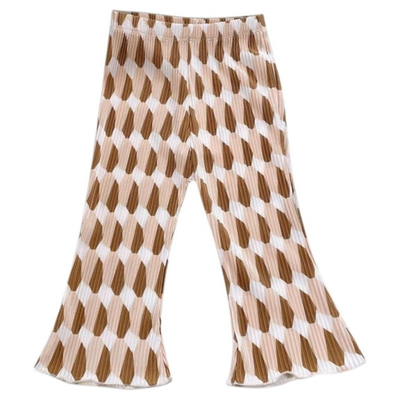 Odeerbi 1-7 Years Toddler Girls Ice Silk Flared Pants Retro Bell Bottom Trousers Solid Color Breathable Pants