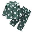 thumbnail image 1 of Odeerbi 1-8 Years Kids Boys Girls Satin Pajamas Notched Lapel Long Sleeve Shirt Pants Set Soft Loungewear Floral Print Sleepwear Two-piece Pajama Sets Kids Boys Girls Clothes, 1 of 8