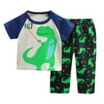 thumbnail image 1 of Odeerbi 1-8 Years Kids Boys Girls Summer Outfits Dinosaur Cotton Loungewear Casual Short Sleeve Top Pants Pajamas Two-piece Set Cute Underwear Lounge Sets Kids Boys Girls Clothes, 1 of 3