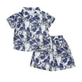 thumbnail image 1 of Odeerbi 1-8 Years Kids Boys Summer Hawaiian Outfits Cotton Beach Tropical Print Short Sleeve Shirt Shorts Set Graphic Casual Two-piece Set Kids Boys Clothes, 1 of 3