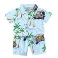thumbnail image 1 of Odeerbi 1-8 Years Kids Boys Summer Hawaiian Outfits Cotton Beach Tropical Print Short Sleeve Shirt Shorts Set Graphic Casual Two-piece Set Kids Boys Clothes, 1 of 4