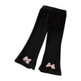 thumbnail image 1 of Odeerbi 1-8 Years Kids Girls Cotton Leggings Stretchy Tights Flared Pants Compression Pants Solid Color Bow Mid Waist Loose Wide Leg Pantyhose, 1 of 5