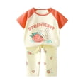 thumbnail image 1 of Odeerbi 1-8 Years Kids Girls Summer Outfits Cotton Loungewear Casual Short Sleeve Top Pants Pajamas Two-piece Set Casual Lounge Sets Kids Girls Clothes, 1 of 3