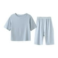 thumbnail image 1 of Odeerbi 1-8 Years Toddler Boys Girls Summer Outfits Modal Short Sleeve Tops Pants Two-piece Set Cute Solid Color Soft Loungewear Toddler Boys Girls Clothes, 1 of 5