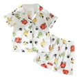 thumbnail image 1 of Odeerbi 1-8 Years Toddler Boys Girls Summer Satin Pajamas Notched Lapel Short Sleeve Shirts Shorts Set Soft Loungewear Floral Print Sleepwear Toddler Boys Girls Clothes, 1 of 9