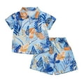 thumbnail image 1 of Odeerbi 1-8 Years Toddler Boys Summer Hawaiian Outfits Cotton Beach Tropical Print Short Sleeve Shirt Shorts Set Graphic Casual Two-piece Set Toddler Boys Clothes, 1 of 3