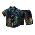 thumbnail image 1 of Odeerbi 1-8 Years Toddler Boys Summer Hawaiian Outfits Cotton Beach Tropical Print Short Sleeve Shirt Shorts Set Graphic Casual Two-piece Set Toddler Boys Clothes, 1 of 7