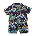 thumbnail image 1 of Odeerbi 1-8 Years Toddler Boys Summer Hawaiian Outfits Cotton Beach Tropical Print Short Sleeve Shirt Shorts Set Graphic Casual Two-piece Set Toddler Boys Clothes, 1 of 4