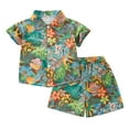 thumbnail image 1 of Odeerbi 1-8 Years Toddler Boys Summer Hawaiian Outfits Cotton Beach Tropical Print Short Sleeve Shirt Shorts Set Graphic Casual Two-piece Set Toddler Boys Clothes, 1 of 3
