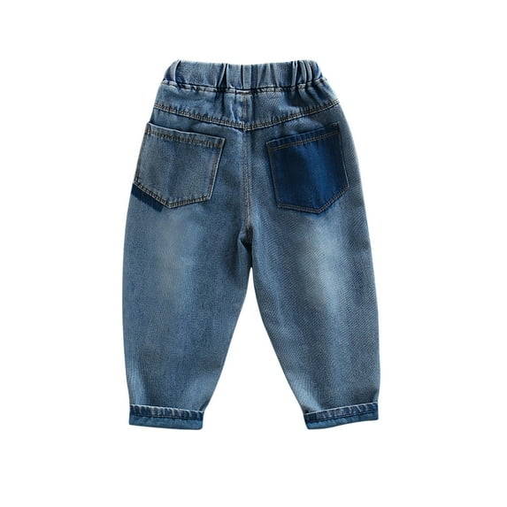 Odeerbi 1-8 Years Toddler Girls Jeans Cute Denim Pants Elastic Waist Breathable Cowboy Pants with Pocket