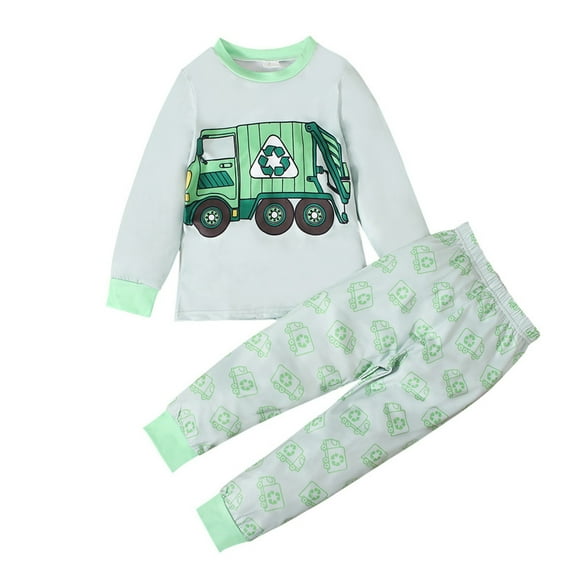 Odeerbi 1-9 Years Toddler Boys Girls Cotton Pajamas Fall Long Johns Long Sleeve Tops Pants Set Soft Loungewear Cute Print Sleepwear Casual Two-piece Pajama Sets Toddler Boys Girls Clothes