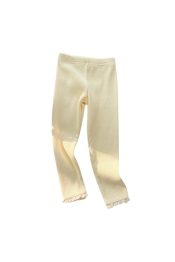 1-9 Years Toddler Girls Rib Knit Leggings Stretchy Tights Compression Pants Cute Sweet Elasticity Pajama Pantyhose